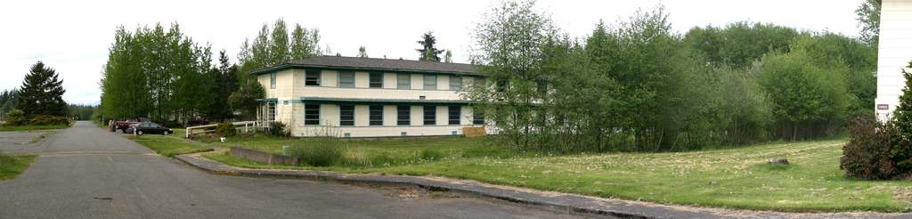 Rec Hall building looking out towards Alderson Road.