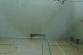Inside of gym, thru side door